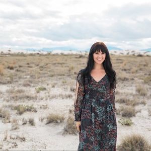 Navy Floral Dress w/ Gold Foil ModCloth